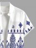 Plus Size Floral Pattern Print Buttons Pocket Shirt For Men -  