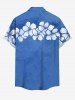 Plus Size Flowers Marled Tropical Print Buttons Pocket Hawaii Shirt For Men -  