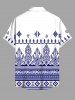 Plus Size Floral Pattern Print Buttons Pocket Shirt For Men -  