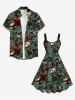 Plus Size Halloween Skulls Blood Paint Splatter Print Buttons Pocket Shirt For Men -  