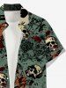 Plus Size Halloween Skulls Blood Paint Splatter Print Buttons Pocket Shirt For Men -  