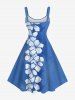 Plus Size Flowers Marled Tropical Print Hawaii Tank Dress -  