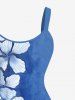 Plus Size Flowers Marled Tropical Print Hawaii Tank Dress -  