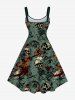 Robe débardeur grande taille à imprimé tête de mort et éclaboussures de peinture sanglante pour Halloween - Vert L