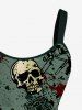 Plus Size Halloween Skulls Blood Paint Splatter Print Tank Dress -  