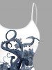 Plus Size Halloween Skull Octopus Flowers Print High Low Cami Dress -  