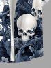 Chemise grande taille à boutons et poches pour homme, motif tête de mort, poulpe, fleurs, Halloween - Blanc S