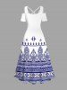 Plus Size Floral Pattern Print Cold Shoulder Crisscross Maxi Dress -  