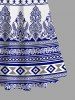Plus Size Floral Pattern Print Cold Shoulder Crisscross Maxi Dress -  