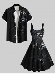 Floral Pattern Print Plus Size Matching Hawaii Beach Outfit For Couples -  