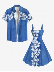 Flowers Marled Tropical Print Plus Size Matching Hawaii Beach Outfit For Couples -  