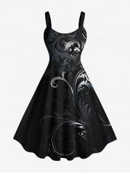 Plus Size Floral Pattern Print Hawaii Tank Dress -  
