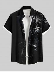 Chemise hawaïenne grande taille à imprimé floral et poches boutonnées pour homme - Noir L