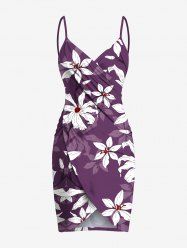 Plus Size Ombre Flower Print Hawaii Convertible Beach Cover Up -  