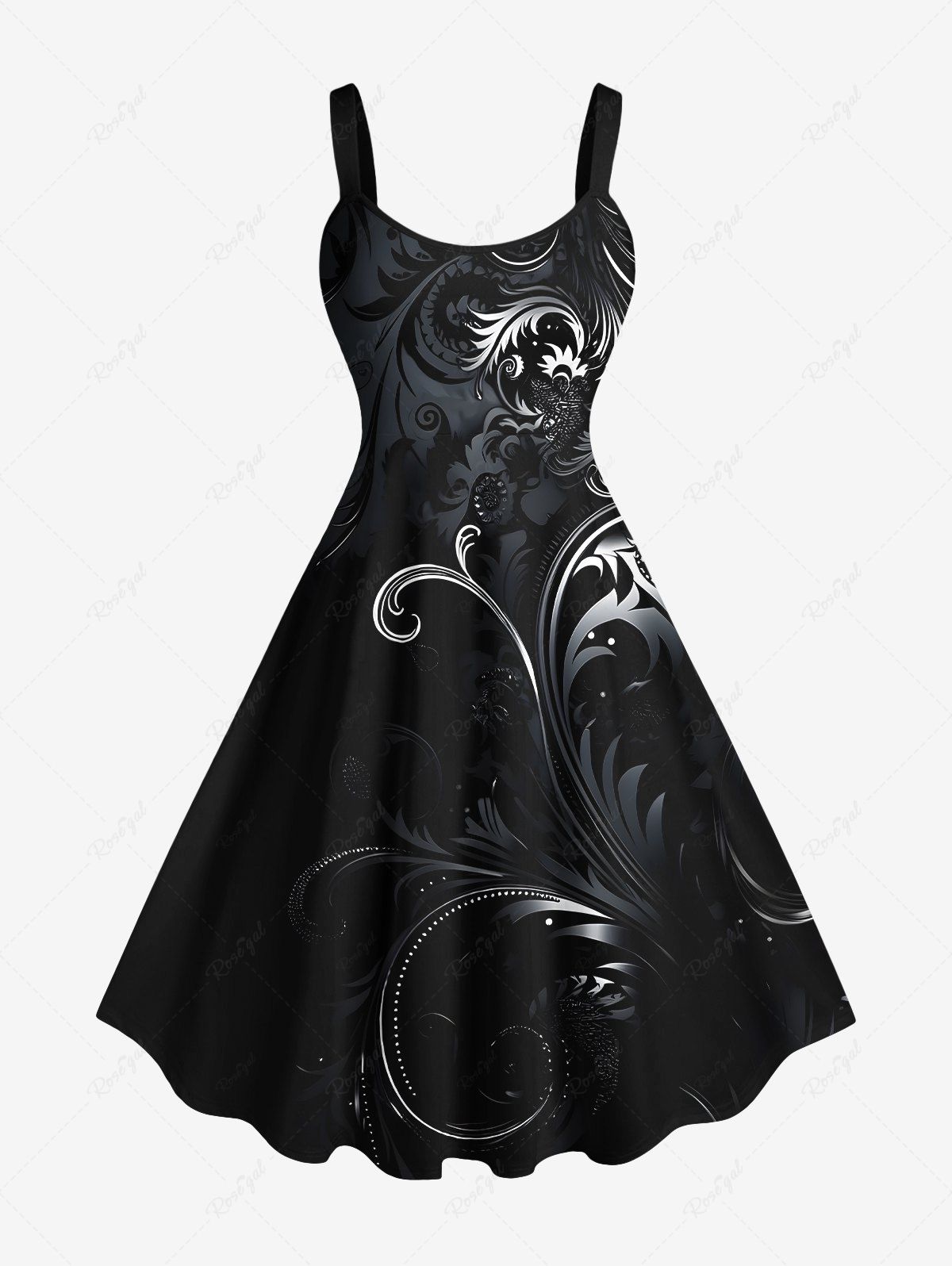 Outfits Plus Size Floral Pattern Print Hawaii Tank Dress  