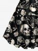 Tenue d'Halloween grande taille assortie pour couples, motif crânes, roses, squelettes et griffes - Noir 