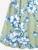 Tenue de plage hawaïenne assortie grande taille à imprimé tropical fleurs et feuilles pour couples - Vert 