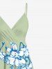 Tenue de plage hawaïenne assortie grande taille à imprimé tropical fleurs et feuilles pour couples - Vert 