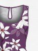 Combinaison hawaïenne grande taille à imprimé floral ombré et cordon de serrage avec poches - Pourpre  3X