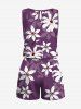 Combinaison hawaïenne grande taille à imprimé floral ombré et cordon de serrage avec poches - Pourpre  3X
