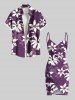 Plus Size Ombre Flower Print Hawaii Convertible Beach Cover Up -  