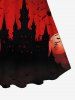 Maillot de bain tankini dos nu à imprimé château de chauve-souris et lune pour Halloween - Noir S