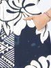 Plus Size Tropical Leaf Hibiscus Flower Ethnic Graphic Print Hawaii Split Pocket A Line Midi Dress -  