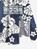 Plus Size Tropical Leaf Hibiscus Flower Ethnic Graphic Print Hawaii Split Pocket A Line Midi Dress -  