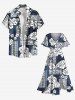 Plus Size Tropical Leaf Hibiscus Flower Ethnic Graphic Print Hawaii Split Pocket A Line Midi Dress -  