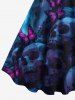 Plus Size Ombre Skull Butterfly Print Halloween A Line Tank Dress -  