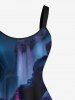 Robe trapèze grande taille à imprimé tête de mort et papillon pour Halloween - Bleu Marine 6X