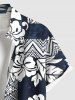 Plus Size Tropical Leaf Hibiscus Flower Ethnic Graphic Print Hawaii Button Pocket Shirt For Men -  