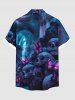 Plus Size Ombre Skull Butterfly Print Halloween Button Pocket Shirt For Men -  