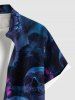 Plus Size Ombre Skull Butterfly Print Halloween Button Pocket Shirt For Men -  