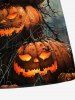 Plus Size Halloween Pumpkin Spider Web Bat Print Beach Shorts For Men -  