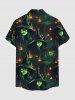 Plus Size Wizard Pumpkin Print Halloween Button Pocket Shirt For Men -  
