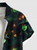 Plus Size Wizard Pumpkin Print Halloween Button Pocket Shirt For Men -  
