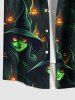 Plus Size Wizard Pumpkin Print Halloween Button Pocket Shirt For Men -  