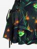 Robe débardeur trapèze à lacets et imprimé citrouille d'Halloween - Noir XXXL