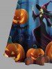 Plus Size Pumpkin Wizard Bat Moon Ombre Galaxy Print Halloween Cold Shoulder Crisscross A Line Maxi Dress -  