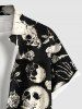 Chemise grande taille pour homme, motif squelette, griffe, rose, imprimé tête de mort, boutons et poches - Noir 2XL