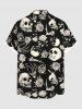 Chemise grande taille pour homme, motif squelette, griffe, rose, imprimé tête de mort, boutons et poches - Noir 2XL