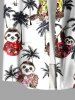 Plus Size Coconut Tree Sloth Print Buttons Pocket Hawaii Shirt For Men -  