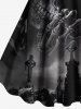 Robe débardeur grande taille à imprimé crâne et corbeau croisé pour Halloween - Noir XS