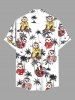 Chemise hawaïenne grande taille à imprimé paresseux cocotiers et boutons avec poches pour homme - Blanc 5XL