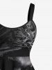 Plus Size Halloween Skull Cross Crow Print Tank Dress -  