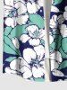 Plus Size Hibiscus Flower Leaf Tropical Print Buttons Pocket Hawaii Shirt For Men -  