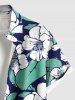 Plus Size Hibiscus Flower Leaf Tropical Print Buttons Pocket Hawaii Shirt For Men -  