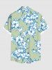 Plus Size Flowers Leaf Tropical Print Buttons Pocket Hawaii Shirt For Men -  