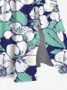 Plus Size Hibiscus Flower Leaf Tropical Print Split Hawaii Midi Dress -  